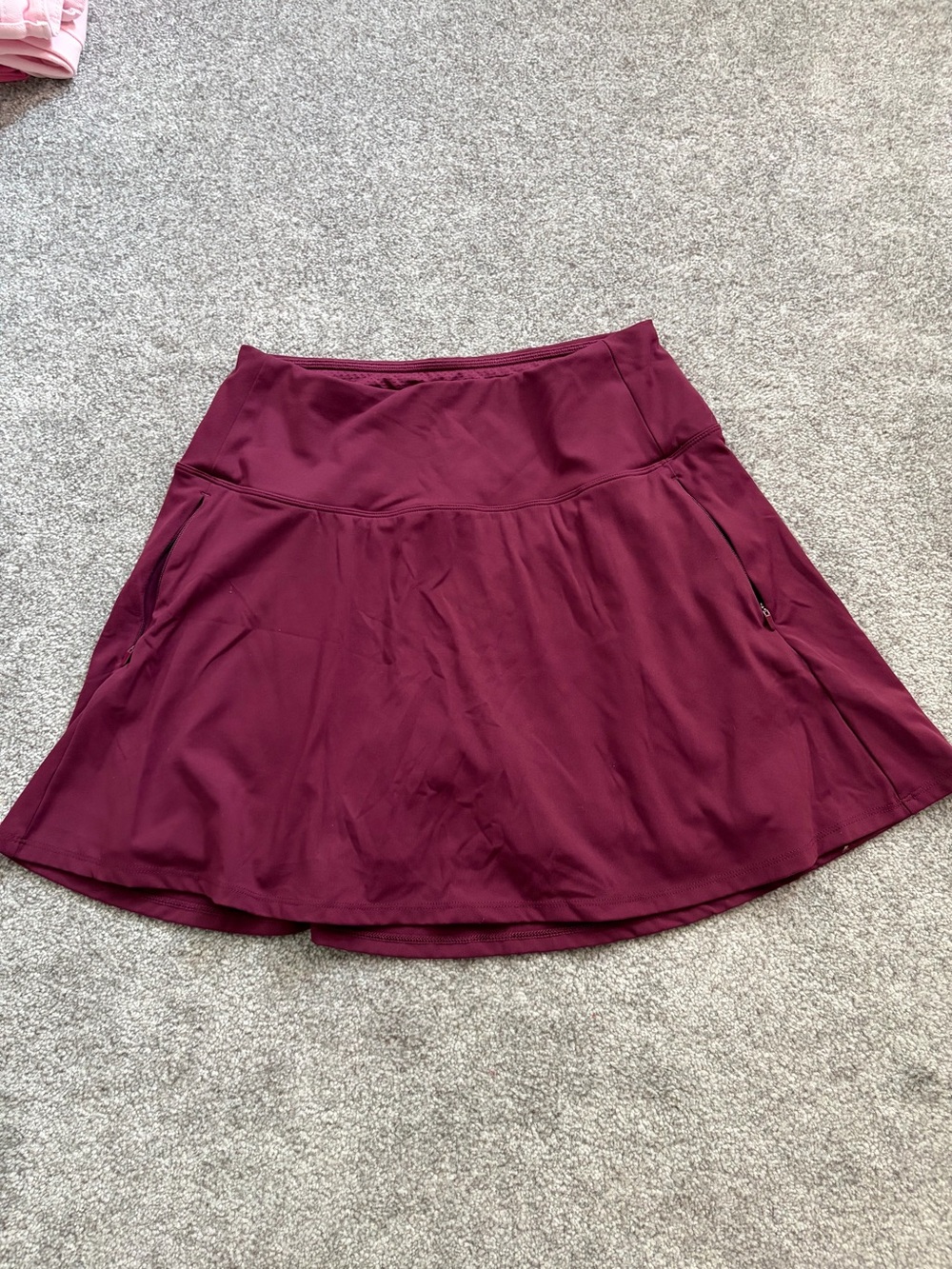 CALIA by Carrie Underwood Wine Circle Skater Skirt with Zip Pockets